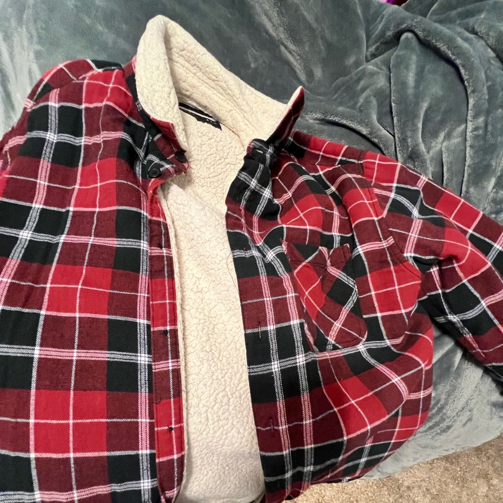 Edgar + Ash Sherpa black and white size medium flannel